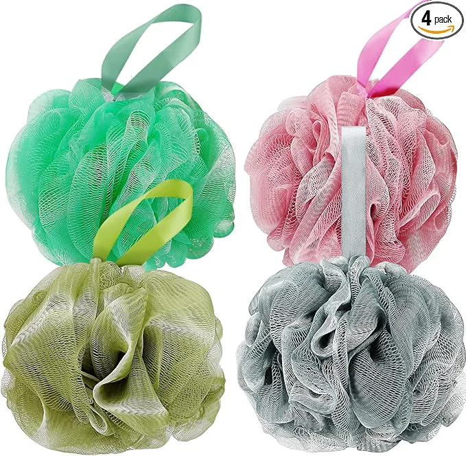 Pure DadyMart Bath Shower Loofah Sponge 60g Bath Mesh Pouf Shower Ball Body Scrubber Contemporary