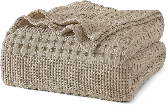 Reusable PHF Cotton Waffle Weave Blanket King Size for Bed Soft Lightweight amp Breathable for Spring and Summer All-Season Comfort Luxury Aesthetic Blanket for Home Decor 108 quot x90 quot Taupe Functional