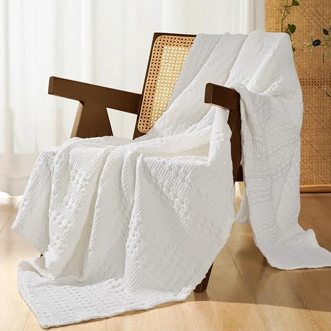 Clean PHF Cotton Waffle Weave Throw Blanket Soft Lightweight Breathable Cozy Throws for Couch Bed Sofa Luxury Aesthetic Blanket Gift for Home Decor amp Office 50 quot x60 quot White Certified