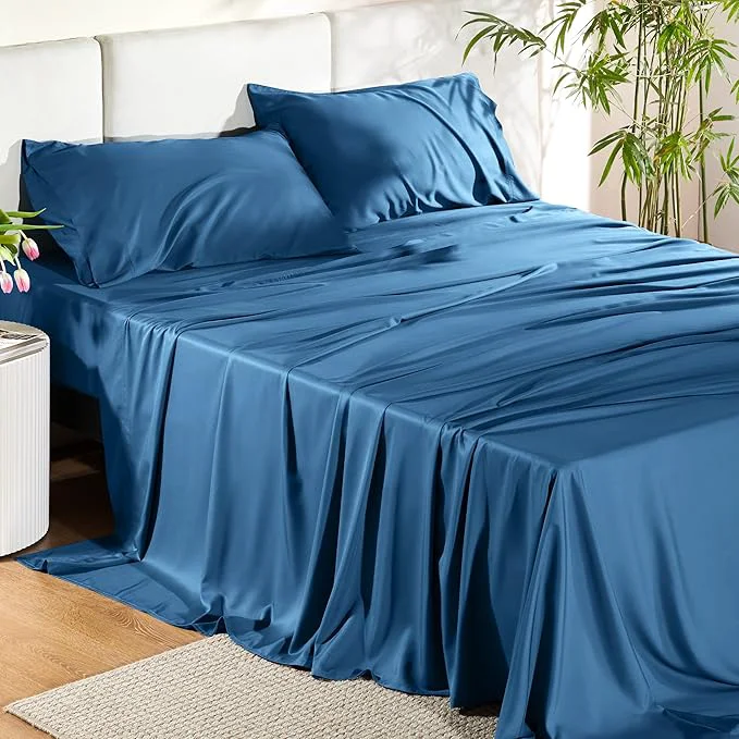 Exceptional Bedsure Queen Sheet Set Rayon Derived from Bamboo Cooling Sheets Deep Pocket Up to 16 quot PureWoven Breathable amp Soft Hotel Luxury Silky Bedding for Hot Sleepers Teal Smooth