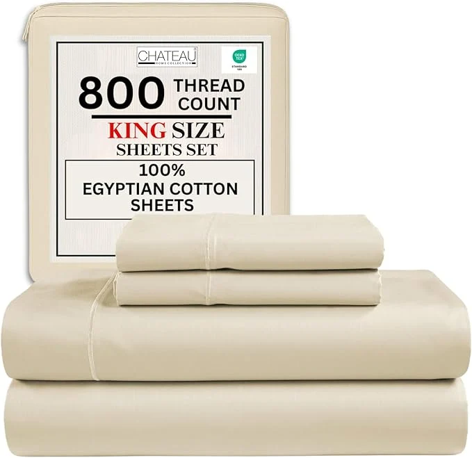 First-Class King Sheets Deep Pocket King Sheet Set Cotton Bed Sheets 800TC 4PC Sateen Weave Luxury Bedding Sheet amp Pillowcase Sets Soft amp Comfy Naturally Cool No Pill Machine Washable – Ivory Sophisticated