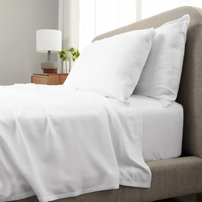 Exclusive Cariloha Aloha Soft 4-Piece Sheet Set White Queen Viscose Material Allergy Resistant Thermal-Regulating amp Extra Soft Elegant