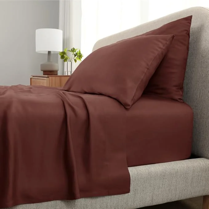 Secure Cariloha Aloha Soft 4-Piece Sheet Set Maroon Sunset Split King Made from Viscose derived from Bamboo Introductory Sheet Line Innovative