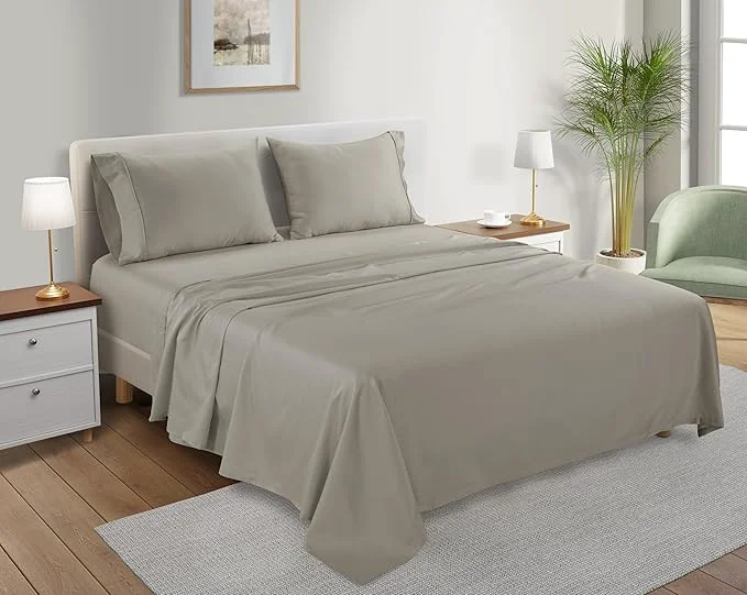 Top-Quality Cotton Sheets King Size Sheets Set 15 quot Deep Pocket King Sheet Set Soft Sateen Weave Luxury Hotel Sheets Naturally Cool Long Staple Organic Cotton No Pilling amp Shrink – Silver Reliable