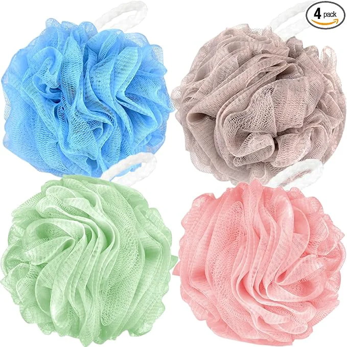 Healthy Fu Store Loofah Sponge Shower Loofahs 70g Bath Sponges Mesh Balls 4 Colors Natural