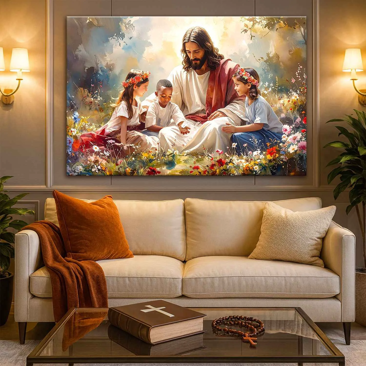 Refined Jesus With Children Faith Wall Art IX Detailed