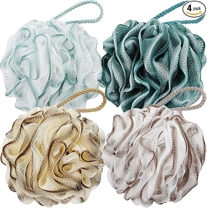 User-Friendly DadyMart Bath Shower Loofah Sponge 60g Bath Mesh Pouf Shower Ball Body Scrubber Minimalist