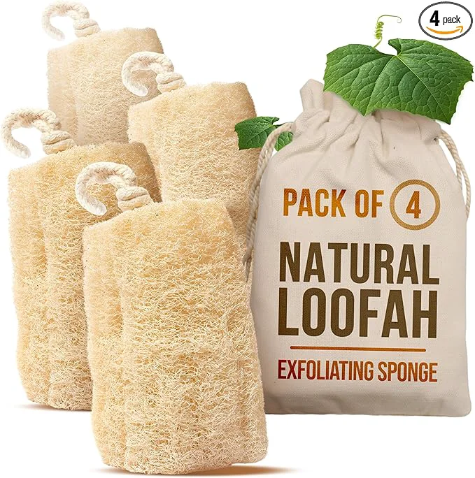Sophisticated CraftsOfEgypt Natural Loofah Sponge – Egyptian Luffa Body Scrubber Pack of 4 Environmentally Friendly