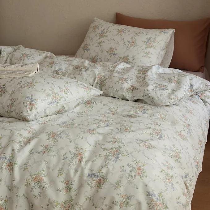 Fine Crafted Floral Comforter Full Size Fluffy Boho Bedding Set Soft Cotton Down Girls Bedding Comforter Sets Cozy Lightweight Cute All Season Bed Comforter with 2 Pillowcases Smart