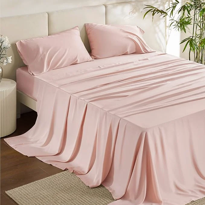 Easy-to-Use Bedsure King Size Sheets Set Cooling Sheets for Hot Sleepers Rayon Derived from Bamboo PureWoven Breathable amp Soft Deep Pocket Up to 16 Inches Hotel Luxury Silky Bedding Pink Exceptional