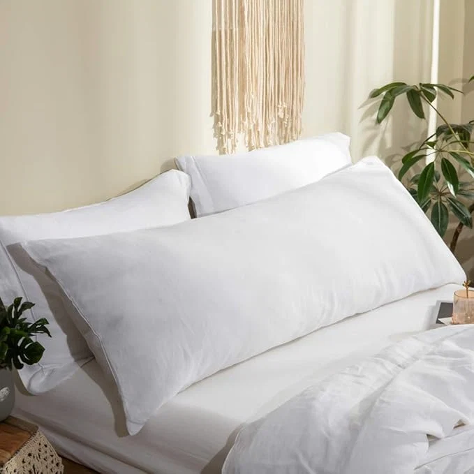 Authentic Simple amp Opulence Body Pillow Cover 20 quot x 54 quot Pure Linen Ultra Soft and Breathable Body Pillowcase with Envelope Closure for Adults White Effective