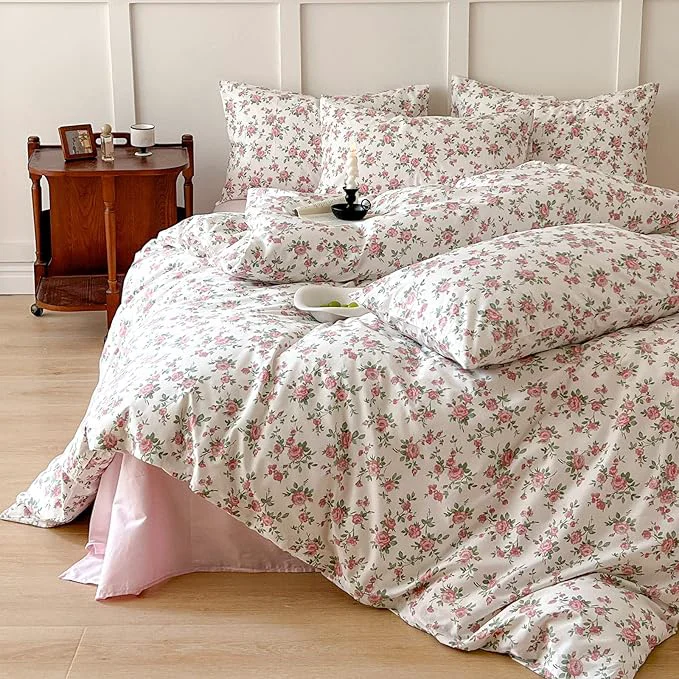 Enhanced VM VOUGEMARKET Gilr 39 s Comforter Set Twin XL Pink Flower Bedding Comforter with 2 Pillowcases All Season Use Fluffy Soft amp Lightweight Cottagecore Comforter Set for Teen Girls 68 quot x90 quot Advanced