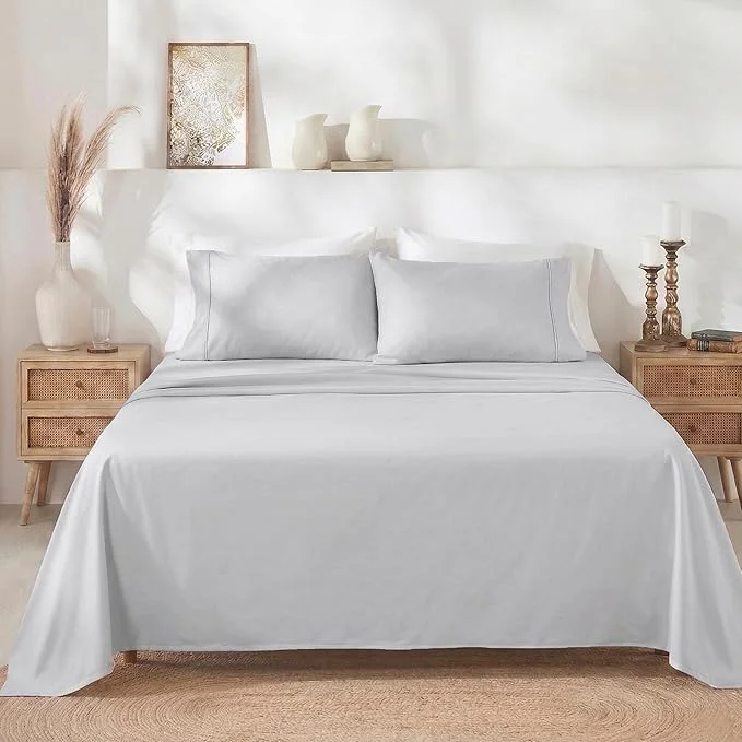 User-Friendly California Design Den Sateen Bed Sheets Full Size Set – 400 Thread Count Natural Cotton Sheets Deep Pockets with All Around Elastic Soft Durable Bedding – Silver Proven