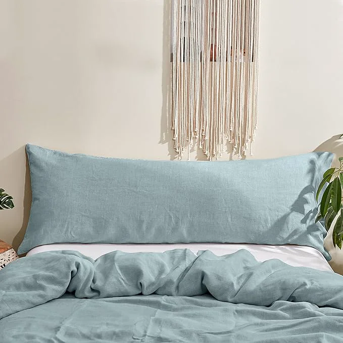 Unique Simple amp Opulence Body Pillow Cover 20 quot x 54 quot Pure Linen Ultra Soft and Breathable Body Pillowcase with Envelope Closure for Adults Dusty Blue Flexible