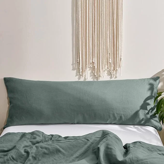 Verified Simple amp Opulence Body Pillow Cover 20 quot x 54 quot Pure Linen Ultra Soft and Breathable Body Pillowcase with Envelope Closure for Adults Greyish Green Artisan