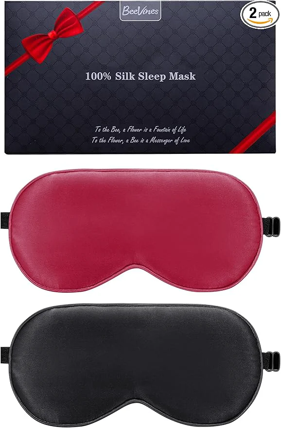 Minimalist BeeVines Mulberry Silk 2 Pack Sleep Mask Pure Silk Eye Masks Healthy