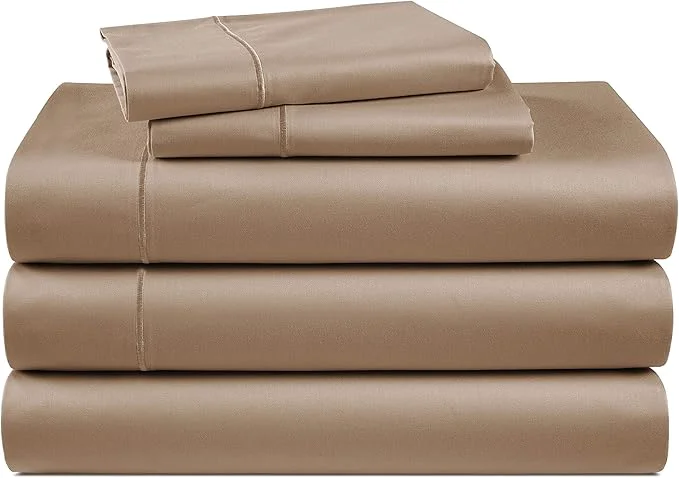 LANE LINEN Egyptian Cotton Split King Sheets for Adjustable Beds- Soft amp Comfy Sateen Weave for Silky Finish Cool Breathable Eco Friendly Sustainably Produced Bedding- Taupe Contemporary