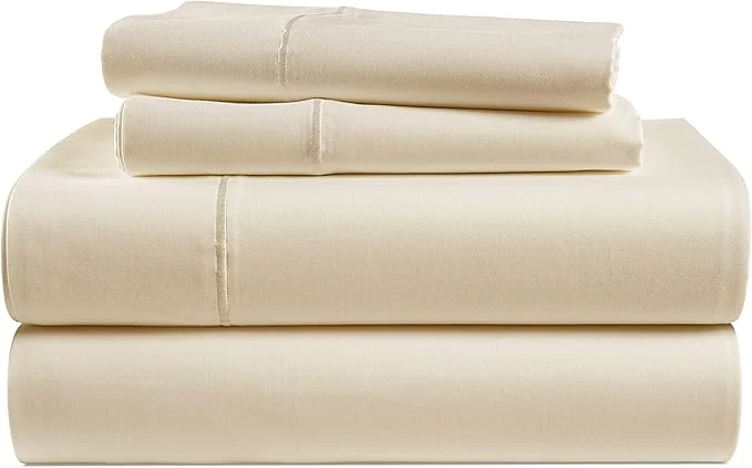 Pure LANE LINEN Egyptian Cotton Full Size Bed Sheets No Pill Naturally Cooling Sheets Full Size Soft amp Comfy Sateen Weave for Silky Smooth Finish Available in Variety of Colors – Ivory Consistent