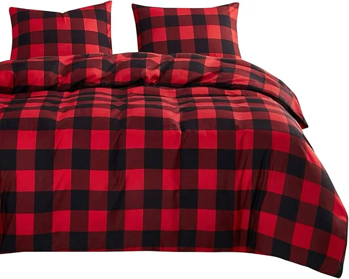 Comfortable Wake In Cloud – Gingham Comforter Set Plaid Buffalo Check Checkered Cottagecore Cute Geometric Soft Lightweight Bedding 3 Pieces Red Black Twin Twin XL Size Professional