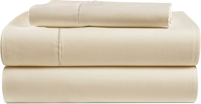 Casual LANE LINEN Egyptian Cotton Twin Bed Sheets Eco Friendly No Pill Naturally Cooling Sheets Soft amp Comfy Sateen Weave for Silky Smooth Finish Available in Variety of Color – Ivory Breathable