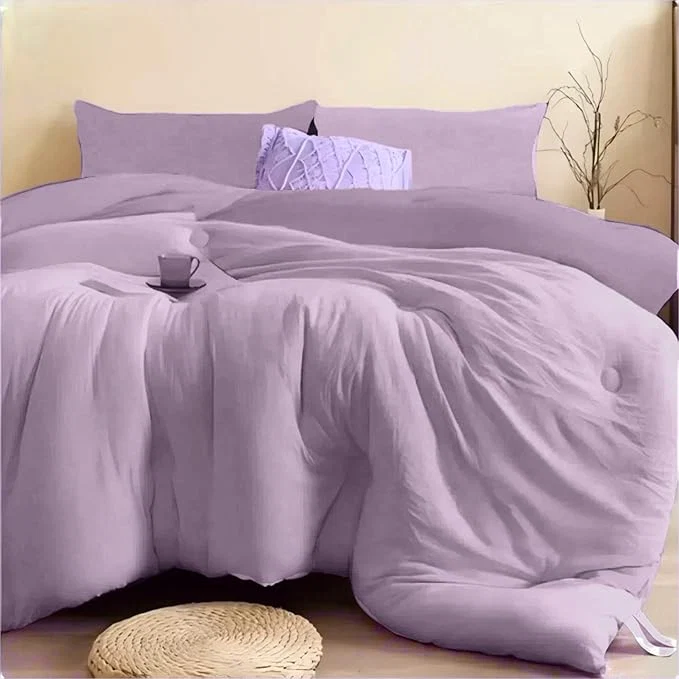 Reusable SDIII 3PCS Purple Comforter Set Full with 2 Pillowcases Brushed Microfiber Lightweight Lavender Purple Comforter Full Soft Bedding All Season Healthy