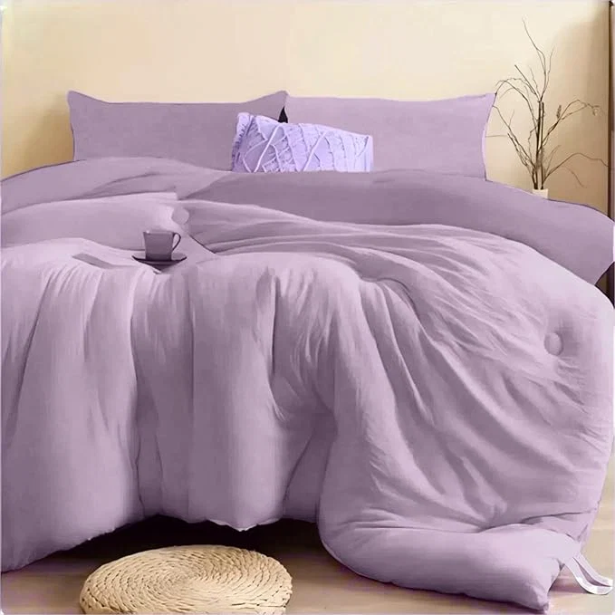Elegant SDIII 3PCS Purple Comforter Set King with 2 Pillowcases Brushed Microfiber Lavender King Size Comforter Set Lightweight All Season Bedding World-Class