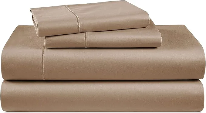 Superior LANE LINEN Egyptian Cotton Full Size Bed Sheets Machine Washable Naturally Temperature regulating Sustaibable No Pill Fade Resistant Full Size Sheets Set Cotton – Taupe Enhanced