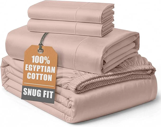 Comfortable Egyptian Cotton King Bed Sheets – Silky Sateen Weave for All Season Comfort 15 quot Deep Pocket King Sheets Set OEKO-TEX Machine Washable Soft Durable Hotel Comfort at Home – Sepia Rose Relaxed