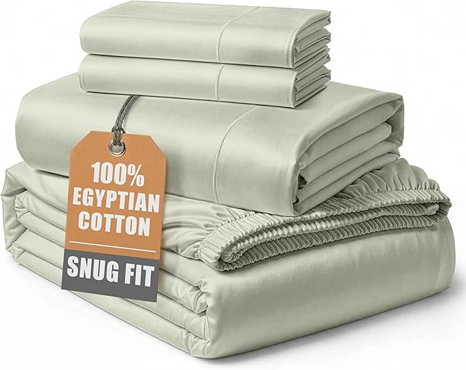 Contemporary Egyptian Cotton Queen Bed Sheet Set – 4 Piece Queen Sheets Set Breathable amp Fade Resistant Silky Sateen Weave for Winter Comfort Ultra-Soft Hotel Luxury Bedding with 15 quot Deep Pocket – Mineral High-Quality