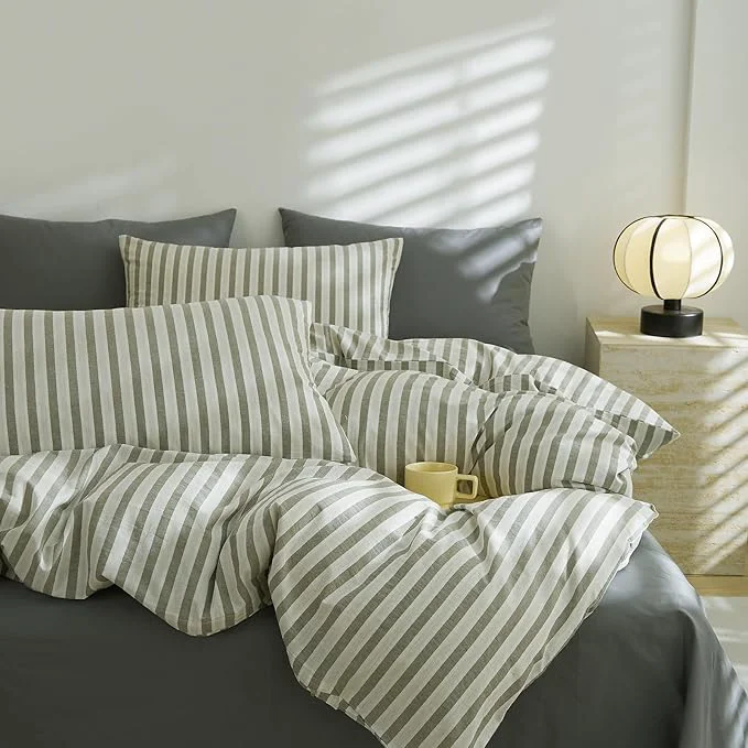 Contemporary EAVD Striped Comforter Set Twin XL Grey White Stripes Bedding Set for Boys Women Men Reversible Striped Bedding Set for All-Season Modern Geometric Comforter Set Soft Fluffy Environmentally Friendly
