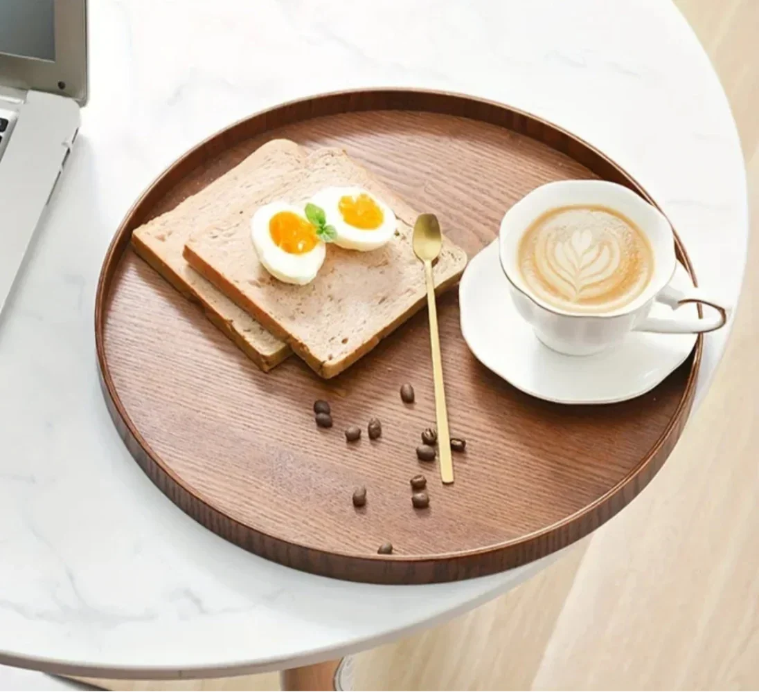 Fine Wooden Serving Tray Round Natural Wood Platter Organic