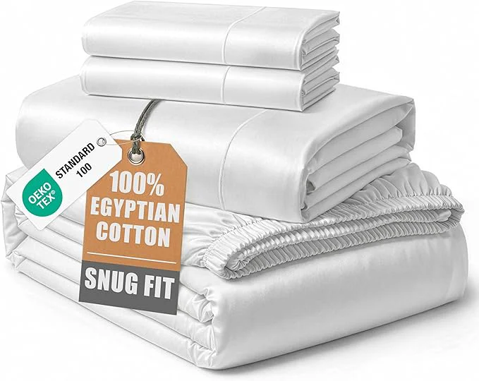 Fashionable LANE LINEN Egyptian Cotton California King Sheet Sets Soft amp Comfy Luxury Hotel Like Thick Fully Elasticized Bed Sheets No Pill Fade Resistant Oeko Tex Certfied Cal King Sheets – White Classic