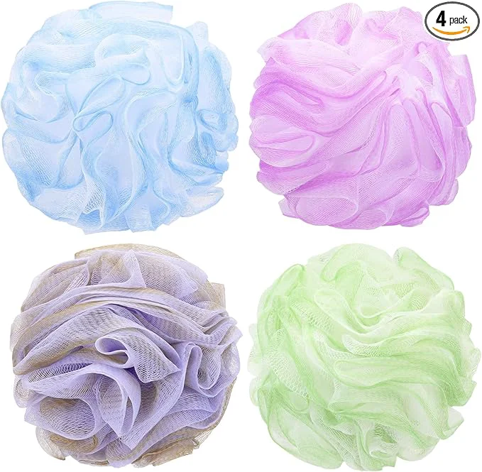 Fashionable Tmax 4 Pack Bath Sponge Pouf Shower Loofah Body Scrubber Exfoliator High-Grade