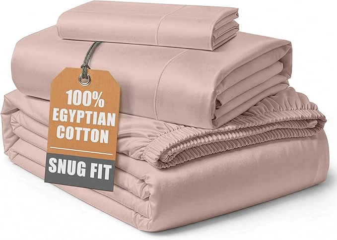 Breathable LANE LINEN Luxury Egyptian Cotton Bed Sheets Twin Size Fully Elasticized Reinforced 15 Inch Extra Deep Pocket Twin Sheets Soft amp Comfy Sateen Weave for Silky Finish – Sepia Rose Trusted