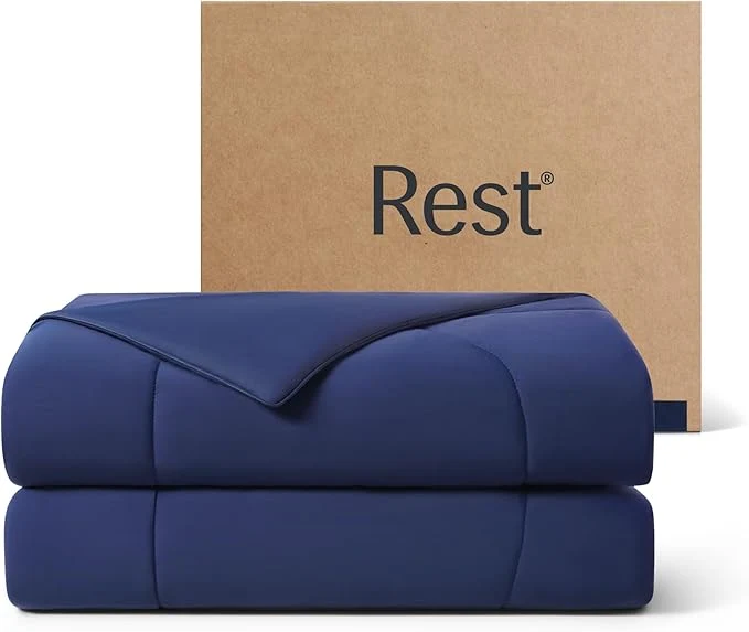 Durable REST® Evercool® Cooling Comforter Twin Twin XL Blanket for Hot Sleepers All Season Bedding to Keep Cool for Night Sweats Breathable Lightweight Blanket 68 quot x90 quot Inches Midnight Blue Smart