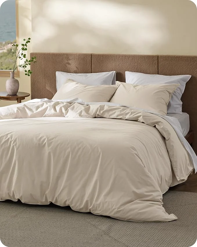 Next-Generation Bedsure Cotton Duvet Cover Full – Luxury Slub Weave Cotton Duvet Cover Set PureWoven Bedding Set with a Linen Like Textured Easy Change Ivory 80 quot x 90 quot Eco-Friendly