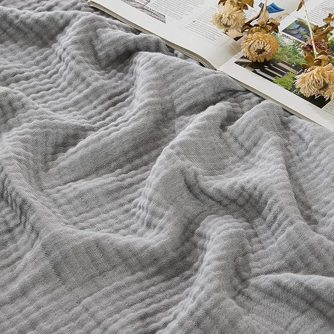 Refined EMME Cotton Muslin Twin XL Blanket Breathable Gauze Soft Lightweight Blankets Adults Gifts for Women Heather Grey 66 quot x90 quot Selected