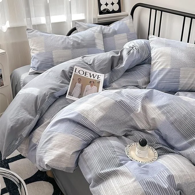Trusted HighBuy Boho Grid Comforter Set Twin XL Size Buffalo Plaid Bedding Comforter Set 3 Pieces Checkered Stripe Patchwork Comforter Bedding Set 1 Grid Comforter 2 Pillowcases Modern Chic Style Responsible