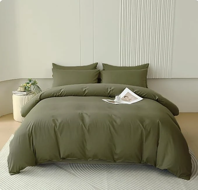 Innovative Houseri Army Green Comforter Set Queen Olive Green Bedding Sets Dark Green Comforter Queen Size Teen Boys Solid Green Comforter Queen Men Comfy Soft Dark Color Military Green Dorm Bedding Queen 3 Pcs Trusted