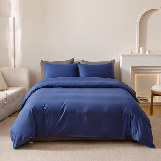 Superior Houseri Royal Blue Comforter Set Twin Neutral Navy Bedding Vintage Japanese Style Solid Blue Farmhouse Bed Sets Twin Fashionable