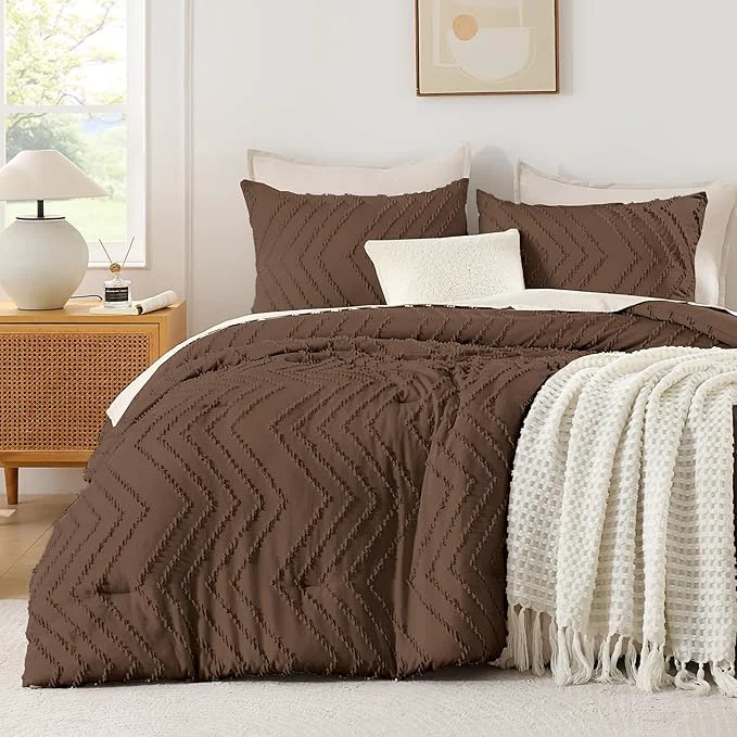 Consistent Andency Brown Twin Twin XL Comforter Set Twin Bed Comforter for College Dorm Girls Boys Kids Boho Soft Warm Cute Comforter 2 Pieces Aesthetic Chevron Bohemian Bedding Set User-Friendly