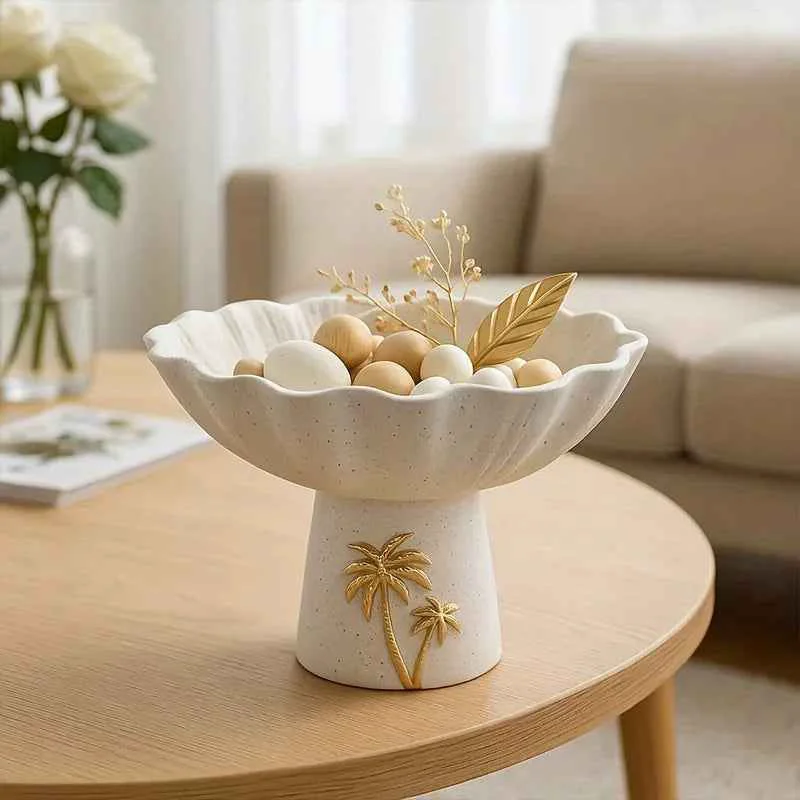 Expertly Made Decorative Tray – Painted Coconut Trees Wooden Large Fashionable