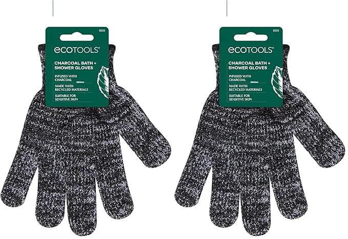 Versatile EcoTools Charcoal Bath Shower Gloves Exfoliating Gloves Remove Dead Skin Optimized
