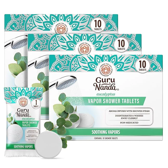 Minimalist GuruNanda Eucalyptus Vapor Shower Tablets Clean-Dissolving Aromatherapy Shower High-Performance