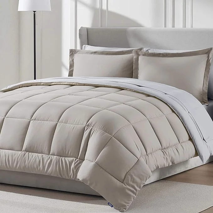 Breathable Nestl 7 Piece Full Comforter Set – Linen Reversible Bed in a Bag – Complete Full Size Bedding Set with Sheets Pillowcases and Shams Next-Generation