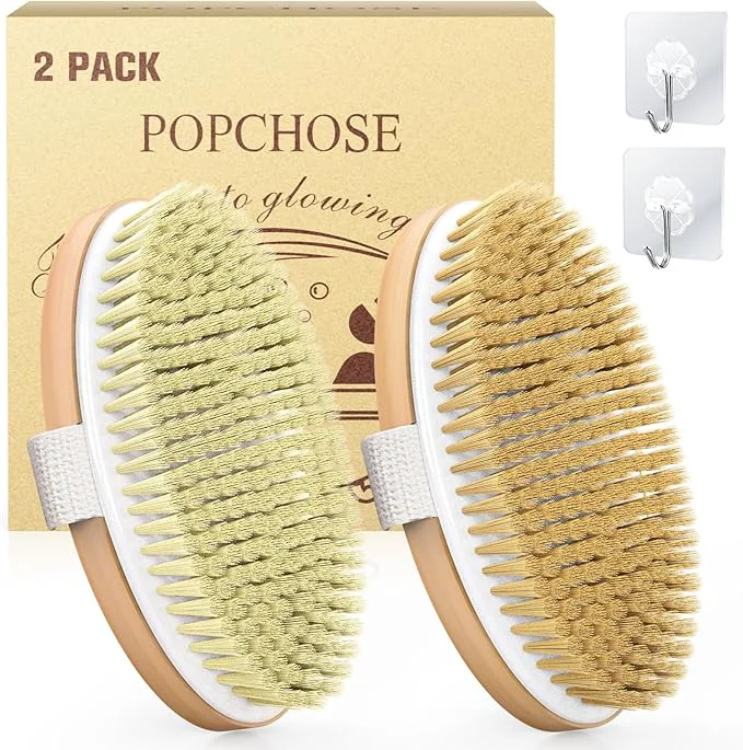 Exclusive POPCHOSE Dry Brushing Body Brush Natural Bristle Dry Skin Exfoliating Brush Official