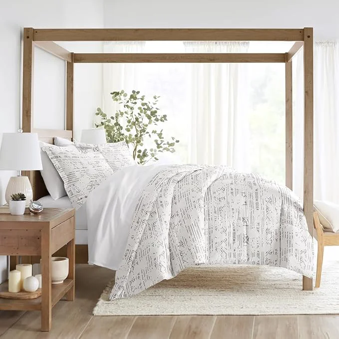 Top-Quality LINENS amp HUTCH Comforter Set Patterned Microfiber All Season Down- Ultra Soft Bedding in Distressed Field – Full Queen Distressed Field Light Gray Effective