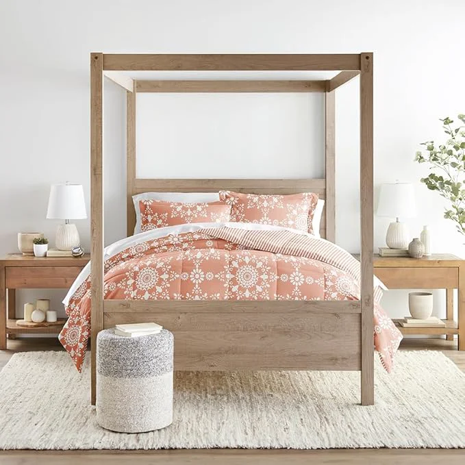 Enhanced LINENS amp HUTCH Comforter Set Patterned Microfiber All Season Down- Ultra Soft Bedding in Daisy Medallion – King Cal-King Daisy Medallion Clay Innovative