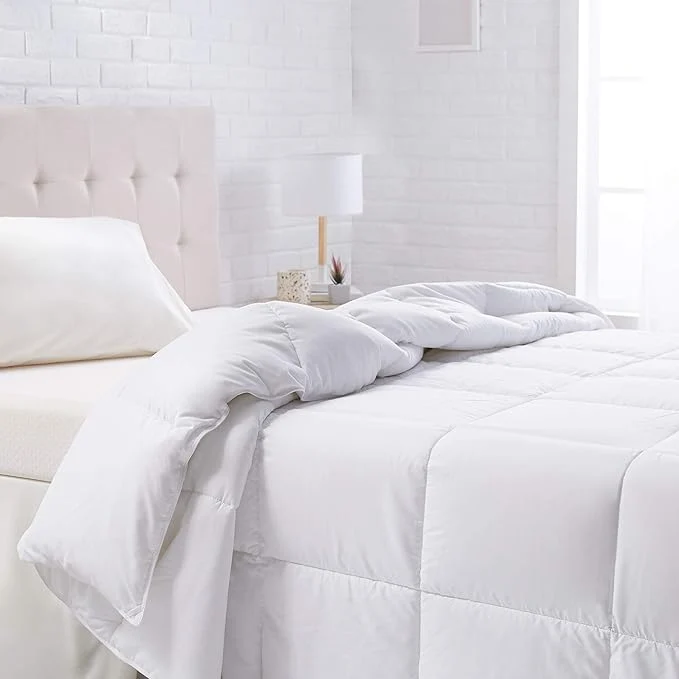 Fast Amazon Basics White Down Comforter and Duvet Insert with Corner Tabs Machine Washable Twin All-Season Safe
