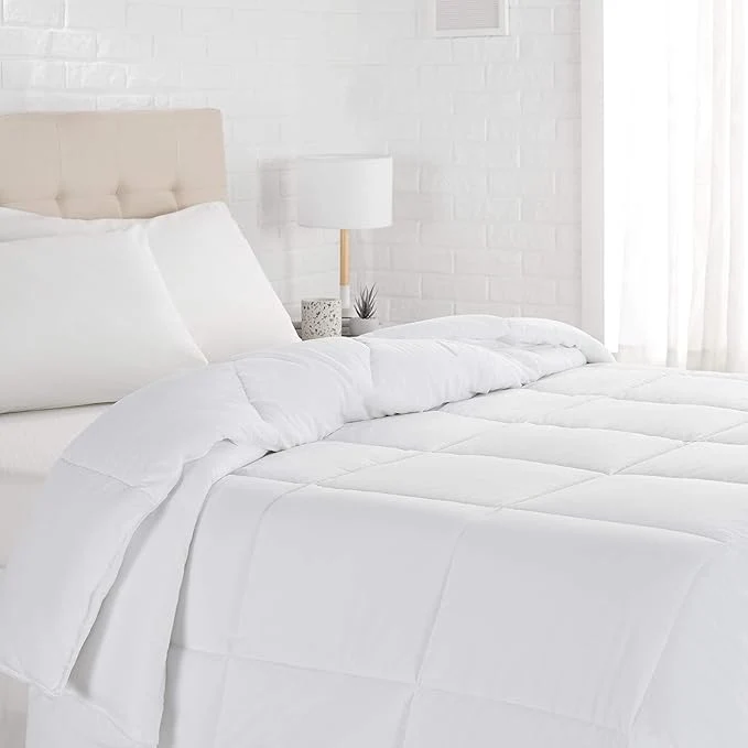Genuine Amazon Basics White Down Comforter and Duvet Insert with Corner Tabs Machine Washable Full Queen Light Comfortable